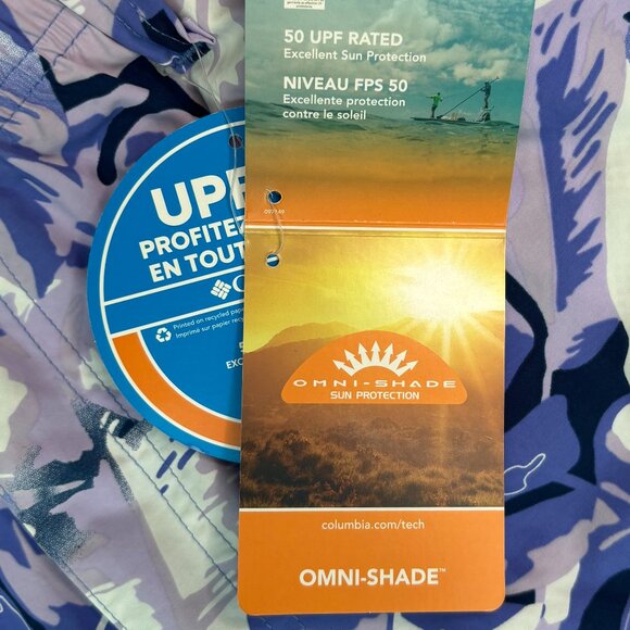 NEW COLUMBIA Water Shorts Super Backcast Men's M Purple Floral Omnishade Swim - Picture 6 of 11